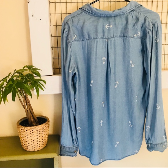 Life Style Nautical Long Sleeve Chambray Shirt - Picture 6 of 8